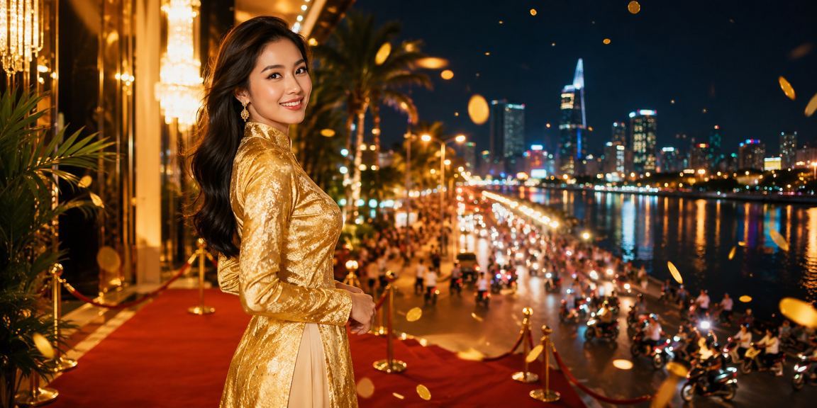 Người phụ nữ mặc áo dài tại TP.HCM tham gia trải nghiệm dịch vụ cá cược casino trực tuyến