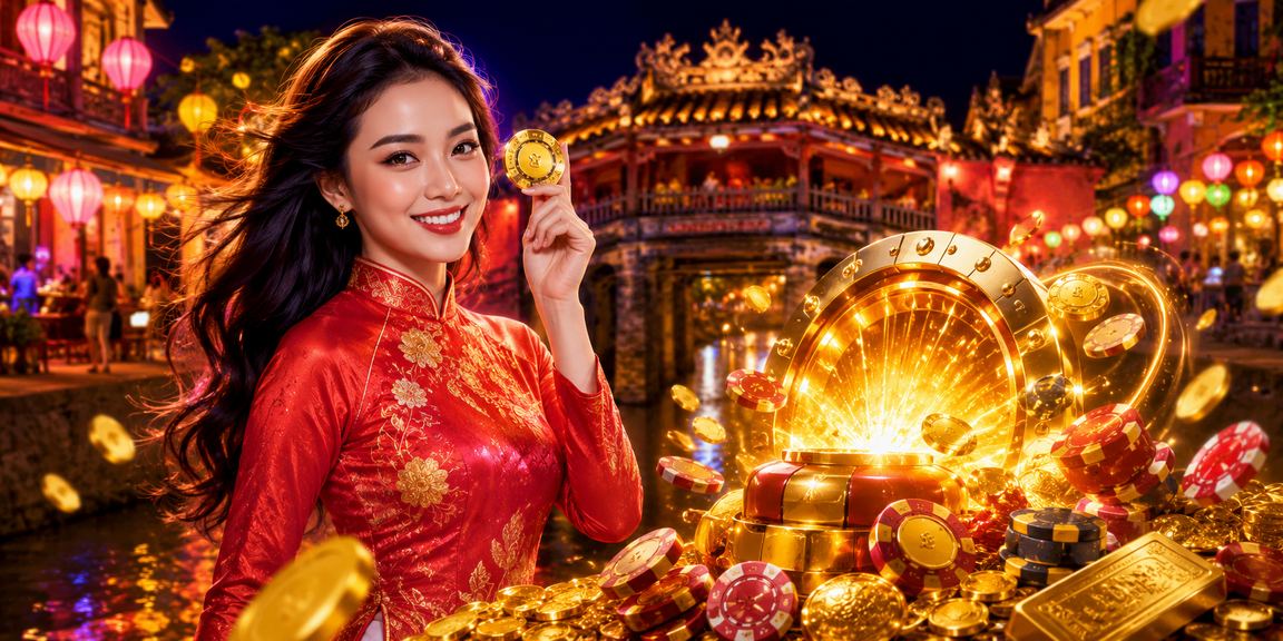 Phụ nữ Hội An mặc áo dài xem thông tin casino trên điện thoại